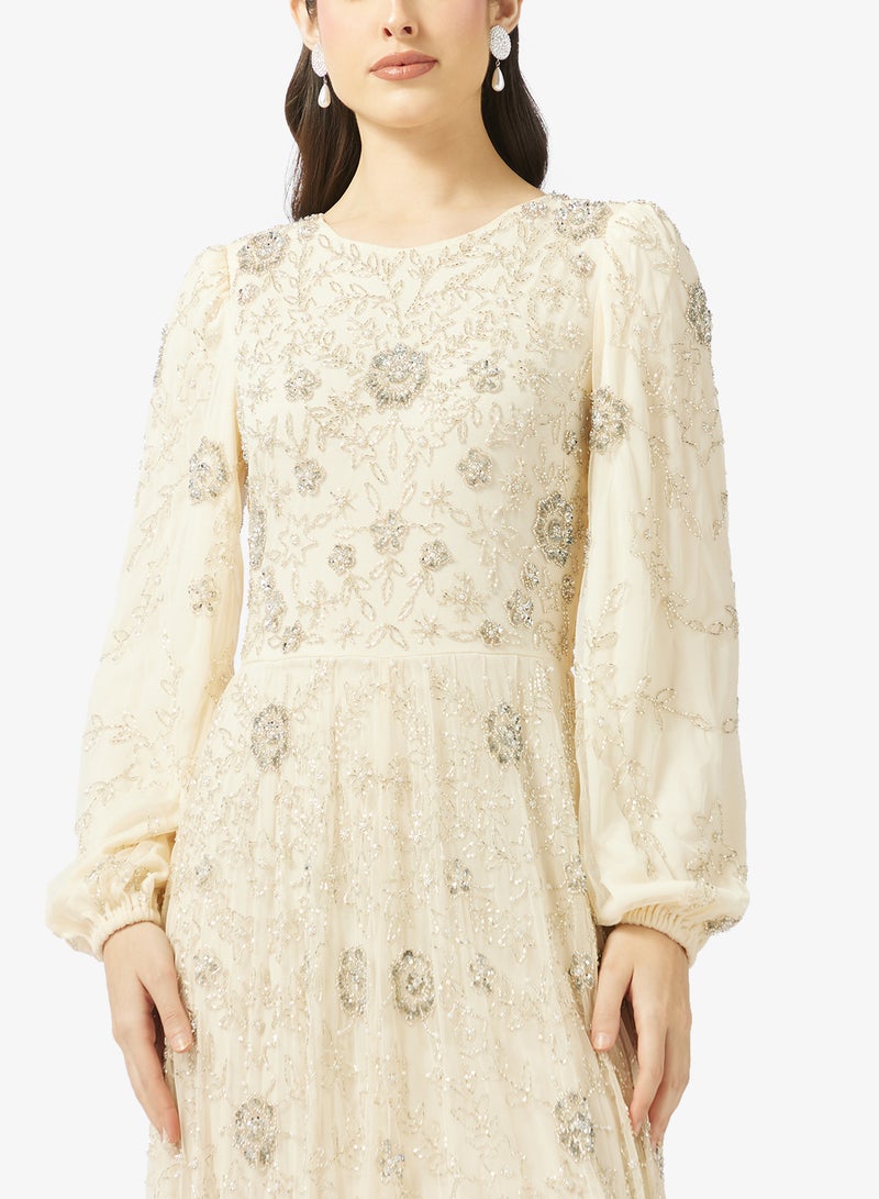 MARYISA Embellished Puff Sleeve Maxi Dress - Image 3